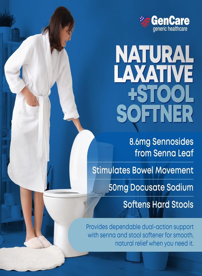 GenCare - Senna-S Natural Vegetable Laxative Plus Stool Softener Dual Action (200 Tablets) Value Pack | Gentle Dependable Overnight Relief of Occasional Constipation Generic for Senokot-S - Image 3